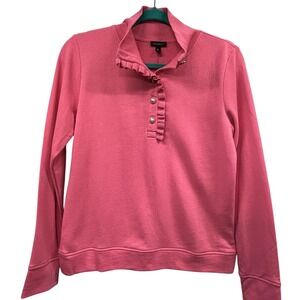 NWT Talbots‎ Ruffle Placket Mockneck Pullover Sweater In Pretty Pink Size XS